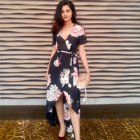 Dynamite Floral Wrap Dress - Picture 2 of 6